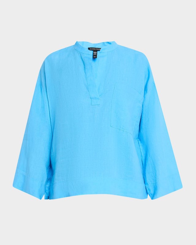 Split-Neck Organic Linen Shirt